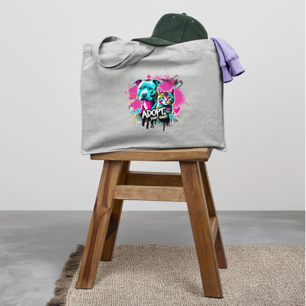 Adopt, Don’t Shop – recycelter Shopping Bag - Grau meliert