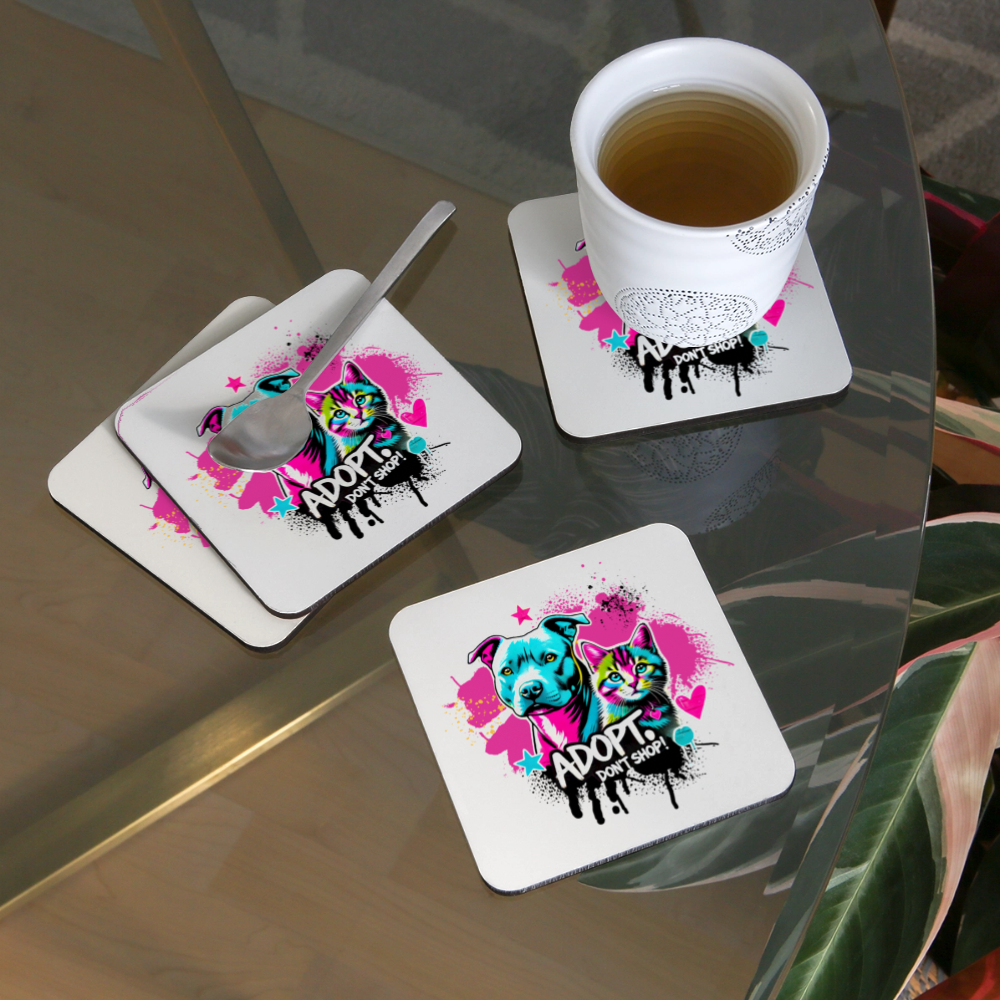 Graffiti-Style – Adopt, Don’t Shop! - Untersetzer (4er-Set) - Weiß