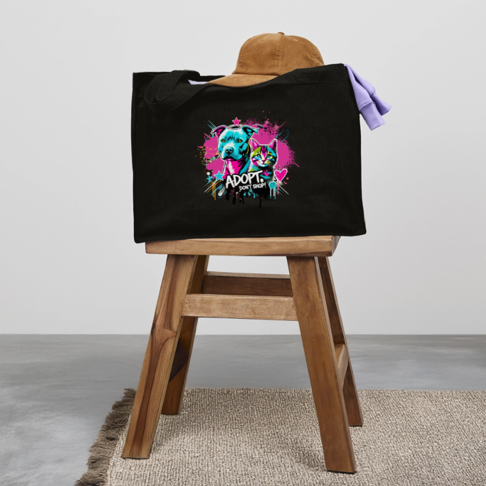 Adopt, Don’t Shop – recycelter Shopping Bag - Schwarz