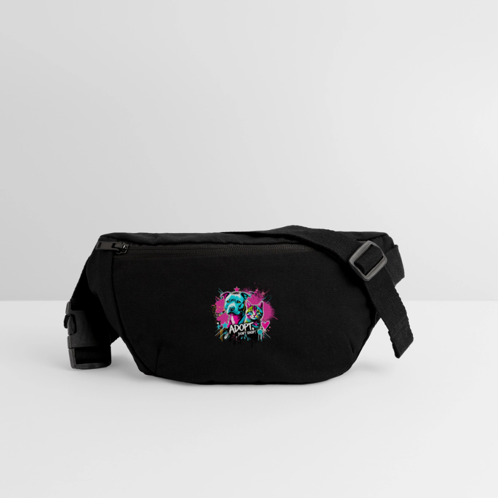 Adopt, Don’t Shop - recycelte Gürteltasche - Schwarz