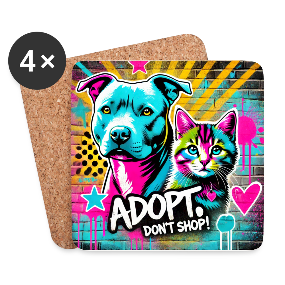 Graffiti-Style – Adopt, Don’t Shop! - Untersetzer (4er-Set) - Weiß