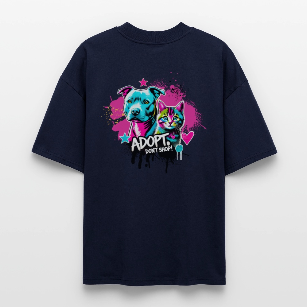 Adopt Don’t Shop 4er Print - Oversized Unisex Bio T-Shirt - Navy
