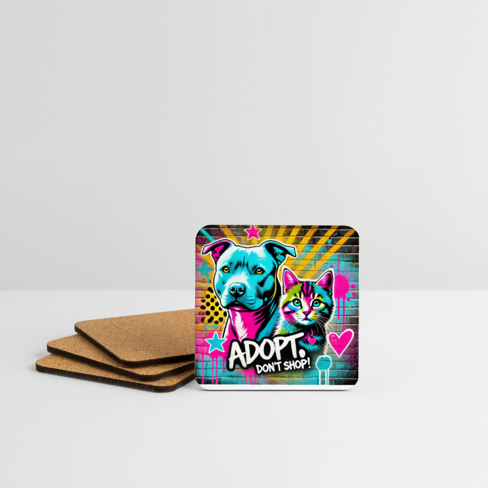 Graffiti-Style – Adopt, Don’t Shop! - Untersetzer (4er-Set) - Weiß