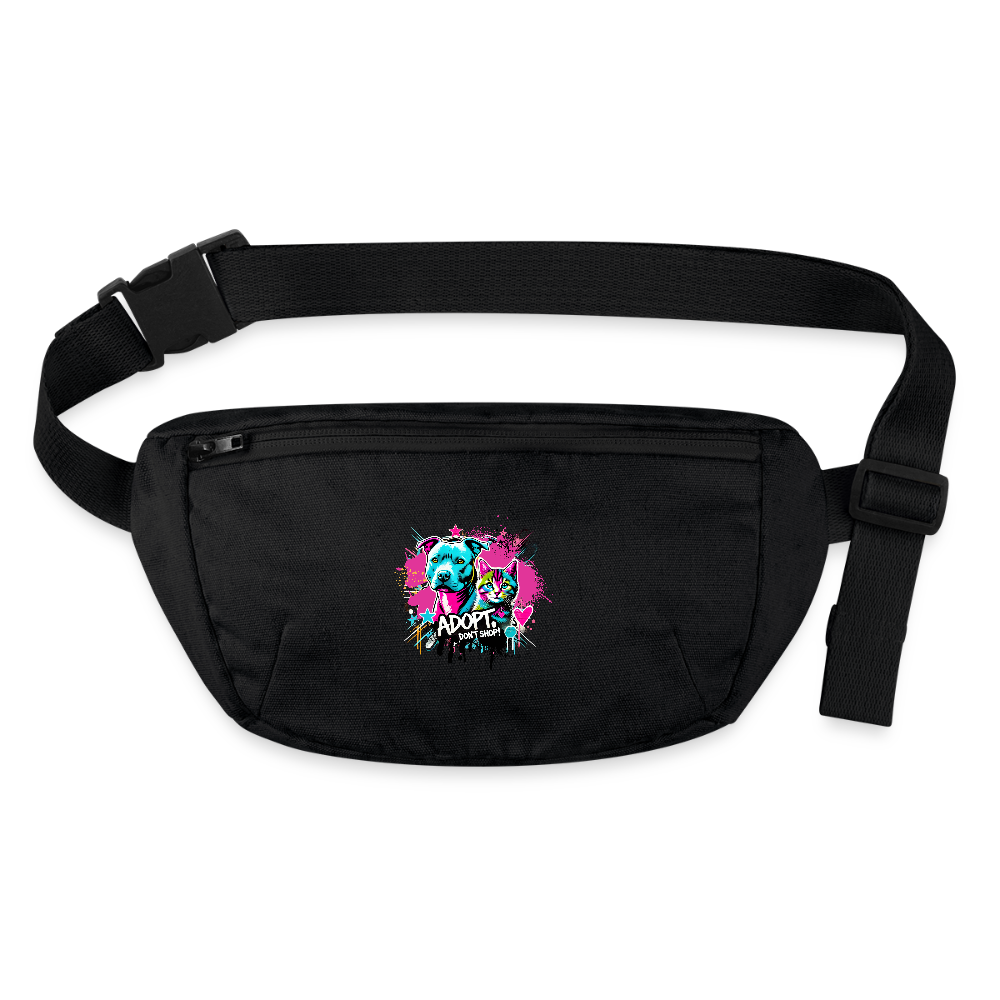 Adopt, Don’t Shop - recycelte Gürteltasche - Schwarz