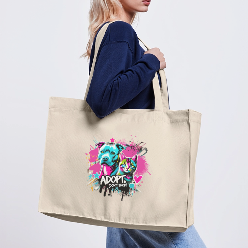 Adopt, Don’t Shop – recycelter Shopping Bag - Naturweiß