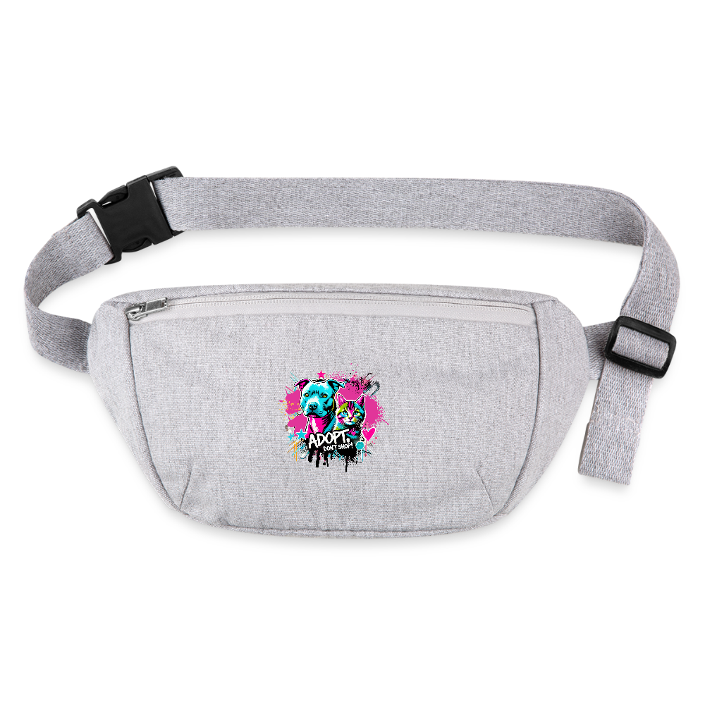 Adopt, Don’t Shop - recycelte Gürteltasche - Grau meliert