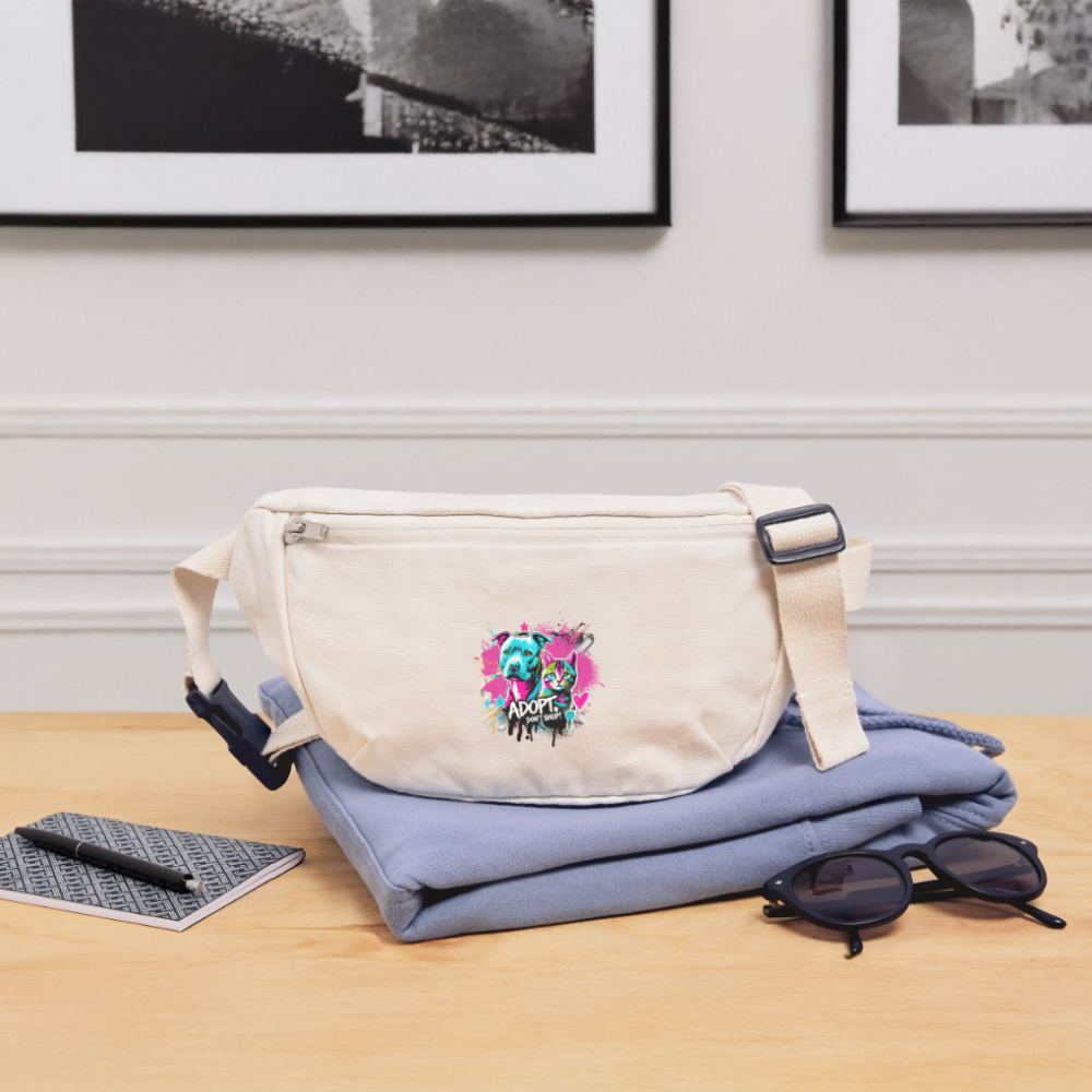 Adopt, Don’t Shop - recycelte Gürteltasche - Naturweiß