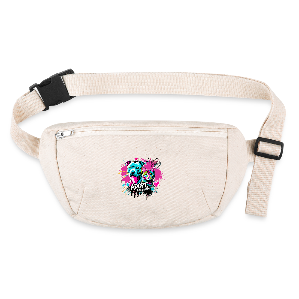 Adopt, Don’t Shop - recycelte Gürteltasche - Naturweiß