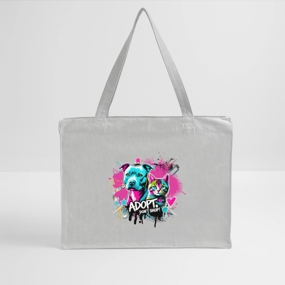 Adopt, Don’t Shop – recycelter Shopping Bag - Grau meliert