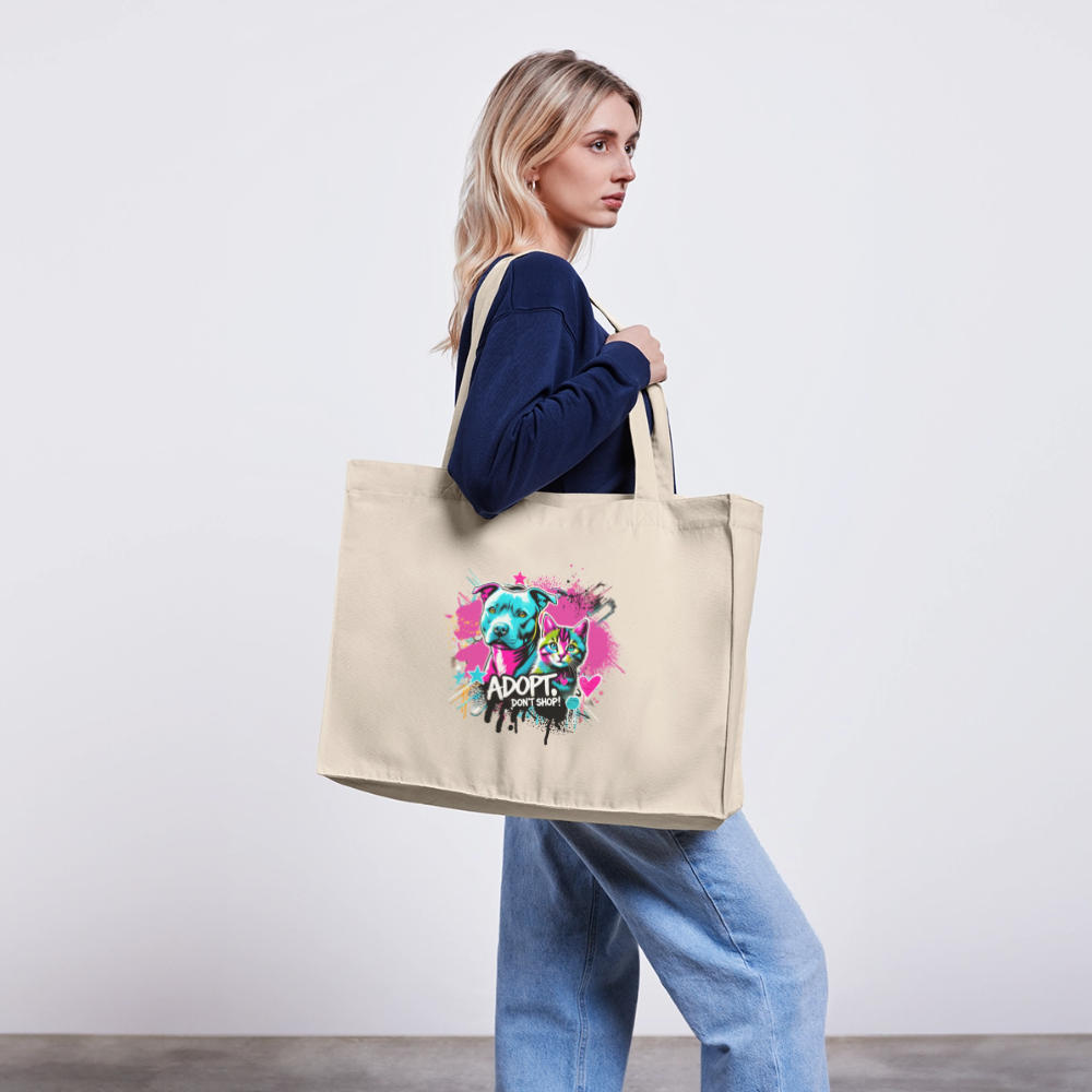 Adopt, Don’t Shop – recycelter Shopping Bag - Naturweiß