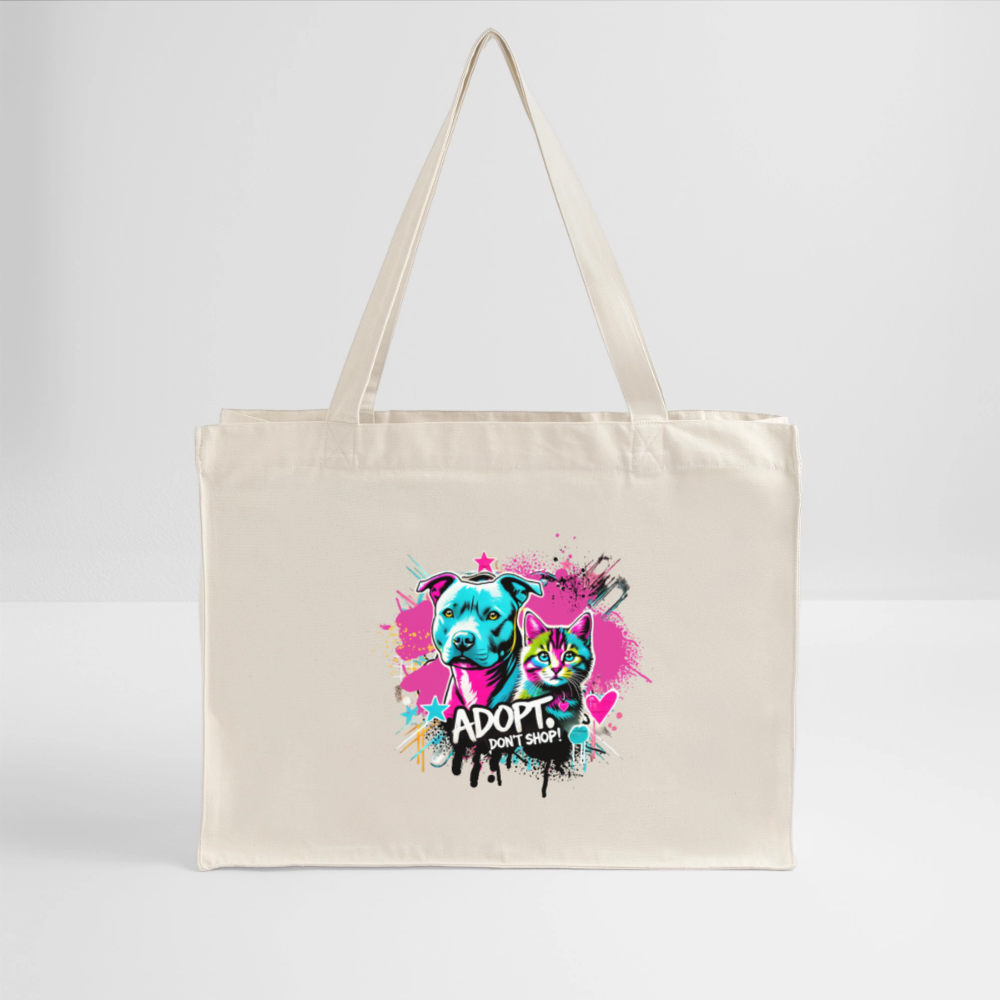 Adopt, Don’t Shop – recycelter Shopping Bag - Naturweiß
