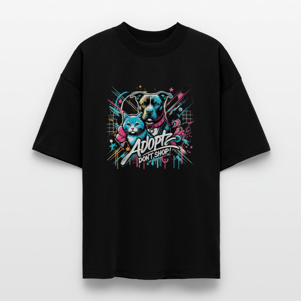 Adopt Don’t Shop 4er Print - Oversized Unisex Bio T-Shirt - Schwarz