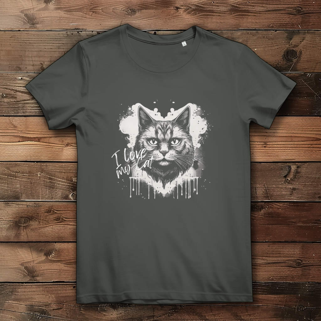 Damen Premium Bio T-Shirt I love my Cat - PetArt