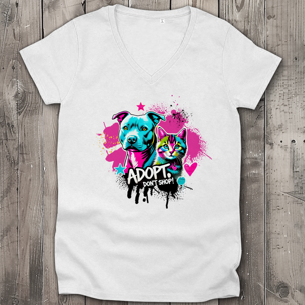 Adopt don't Shop  - Damen Premium Bio V-Neck T-Shirt