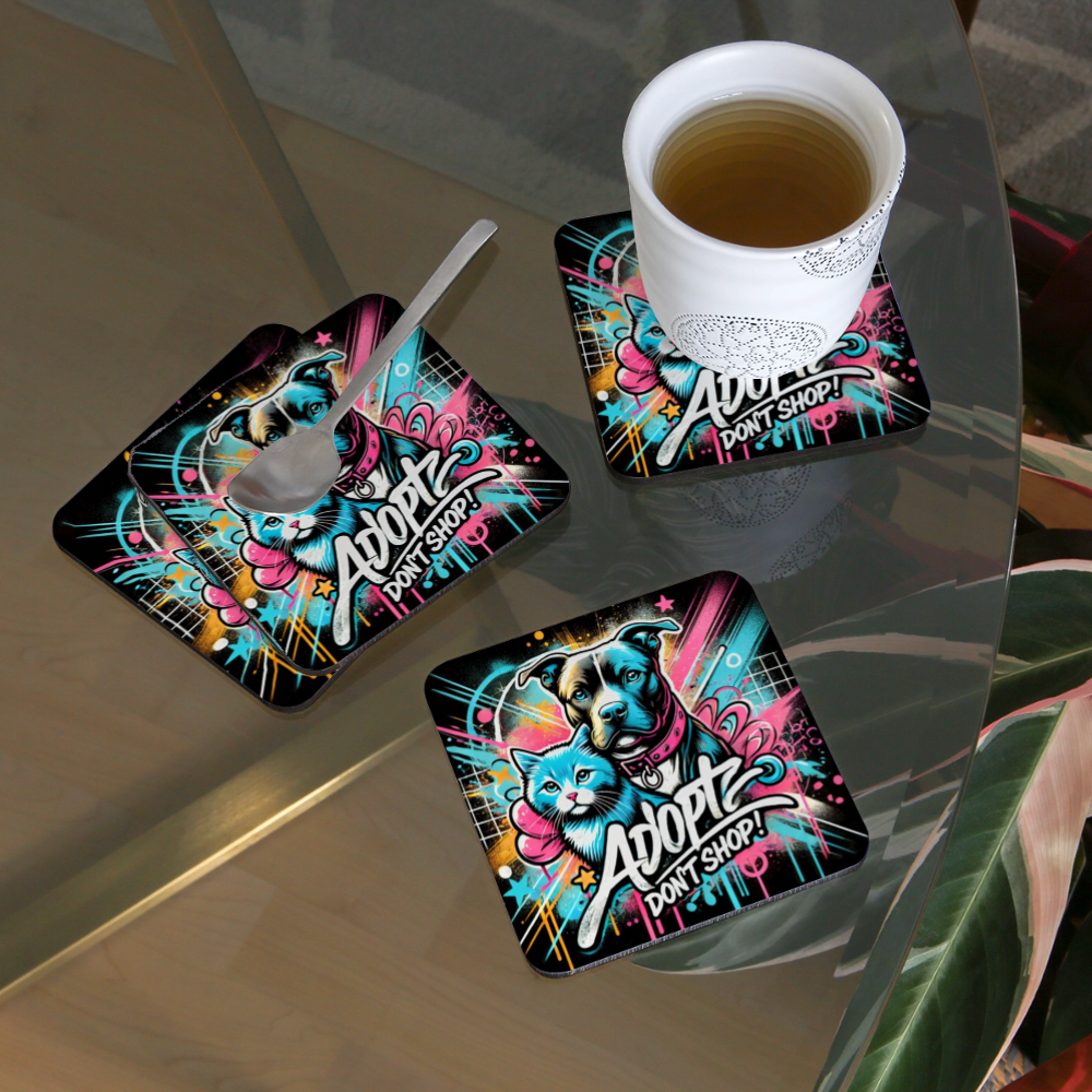 Graffiti-Style – Adopt, Don’t Shop! - Untersetzer (4er-Set) - Weiß