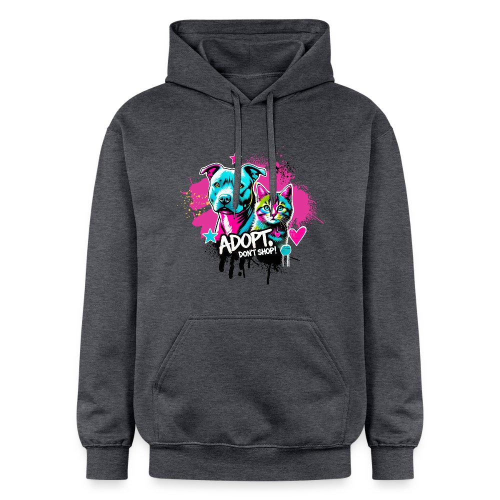 Adopt, Don’t Shop! - Unisex Softstyle® Midweight Hoodie - Dunkelgrau meliert