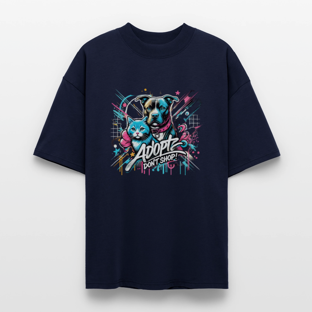 Adopt Don’t Shop 4er Print - Oversized Unisex Bio T-Shirt - Navy
