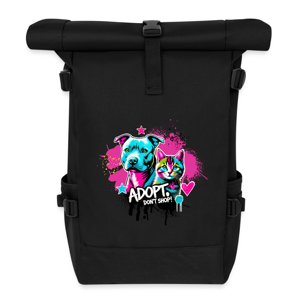 Adopt don't Shop - Rolltop Rucksack - Schwarz