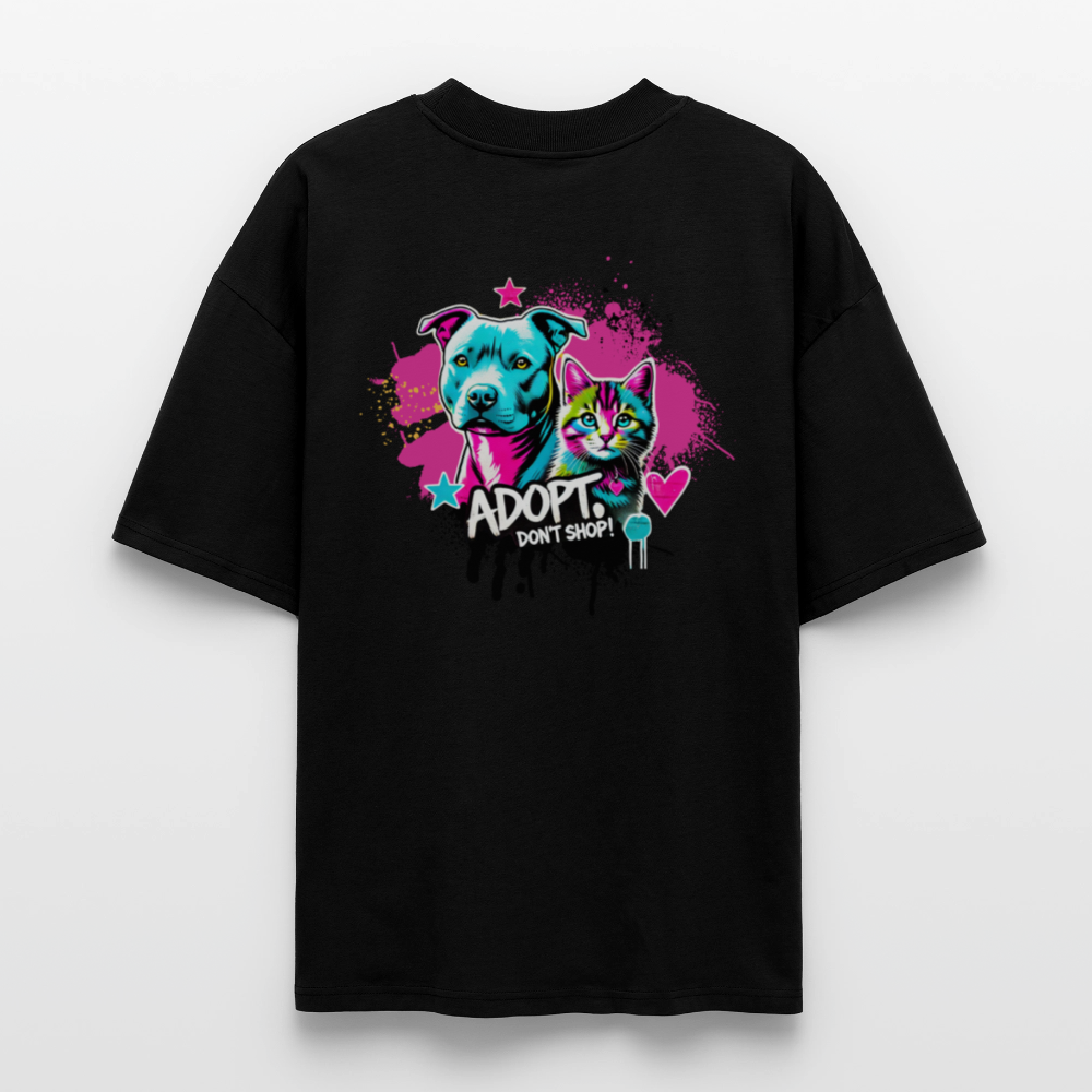 Adopt Don’t Shop 4er Print - Oversized Unisex Bio T-Shirt - Schwarz