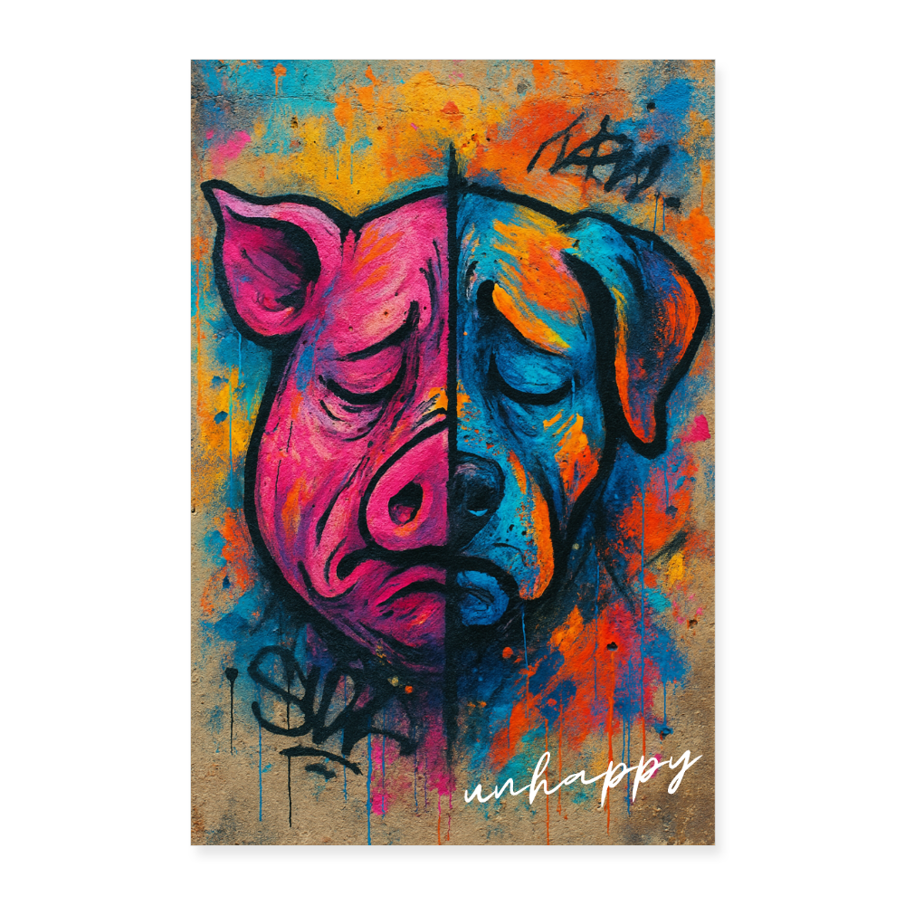 Sam-Same-UNHAPPY - Poster 40x60 cm - Weiß