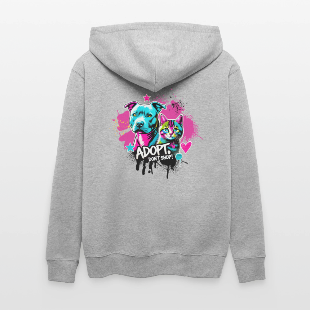 Adopt, Don’t Shop! -  Unisex Bio-Kapuzenjacke CULTIVATOR - Grau meliert