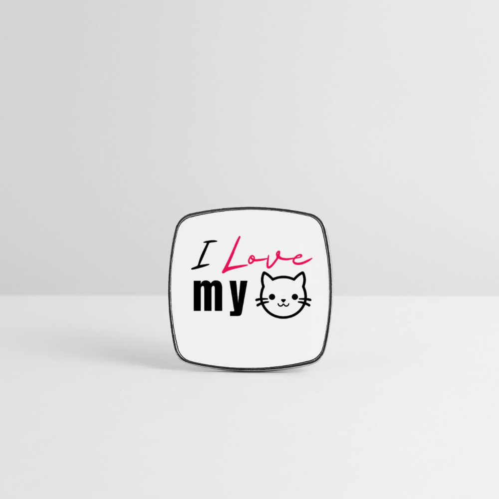 I Love my Cat - Viereckiger Kühlschrankmagnet - Weiß