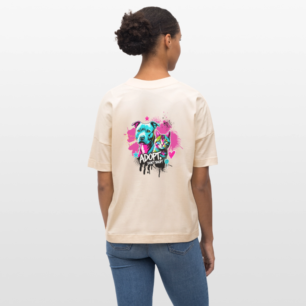 Adopt Don’t Shop 4er Print - Oversized Unisex Bio T-Shirt - Weißgrau