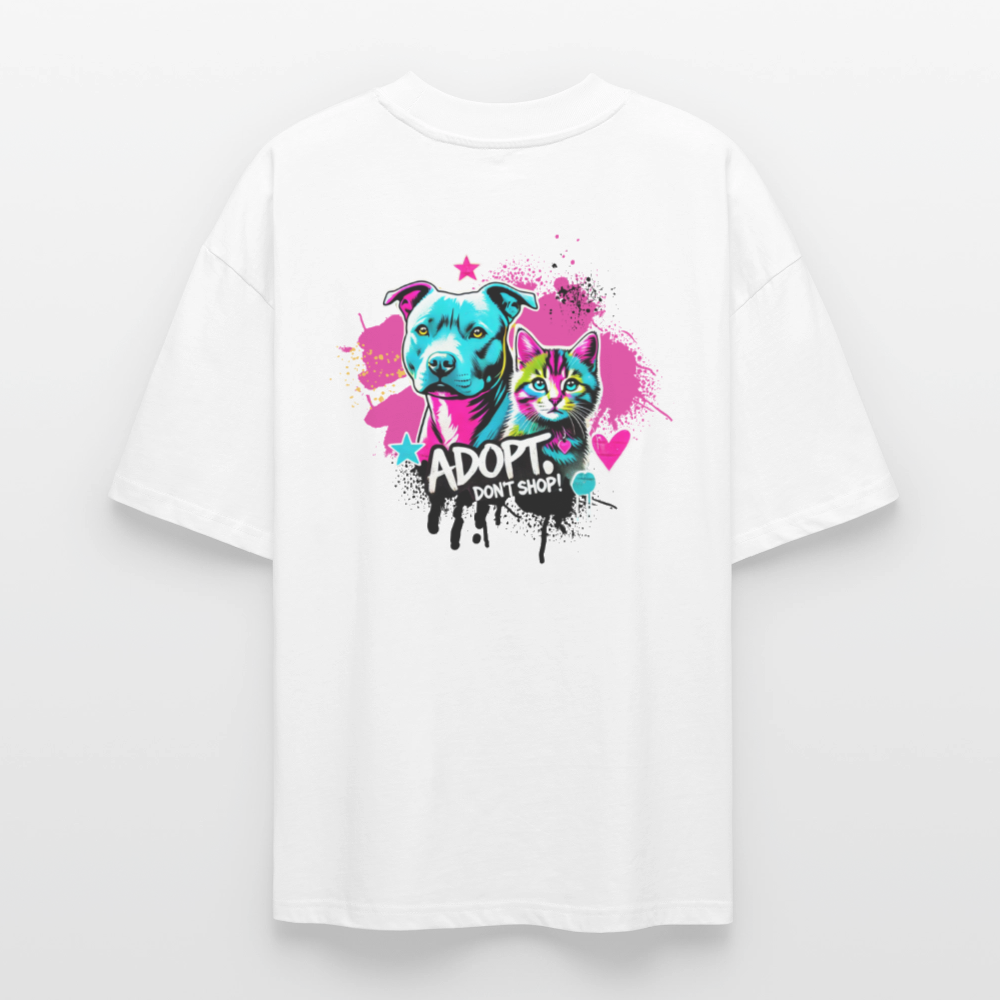 Adopt Don’t Shop 4er Print - Oversized Unisex Bio T-Shirt - Weiß