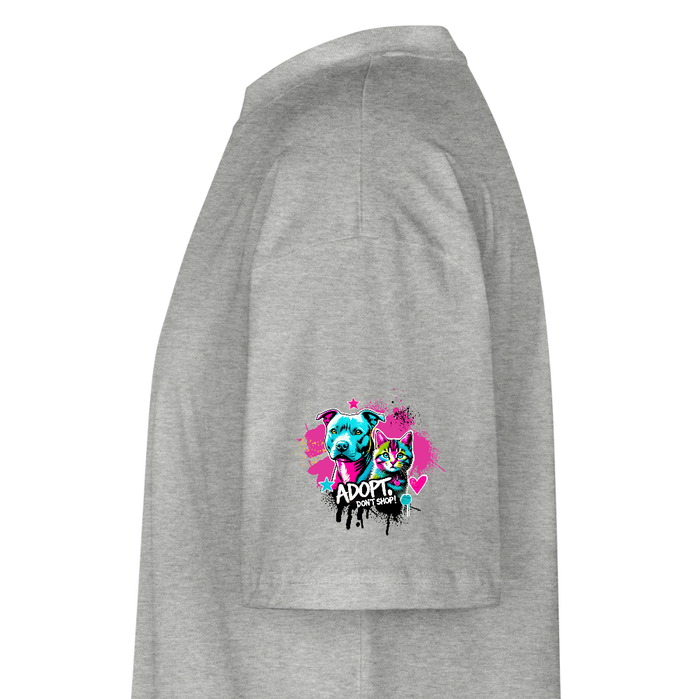 Adopt Don’t Shop 4er Print - Oversized Unisex Bio T-Shirt - Grau meliert