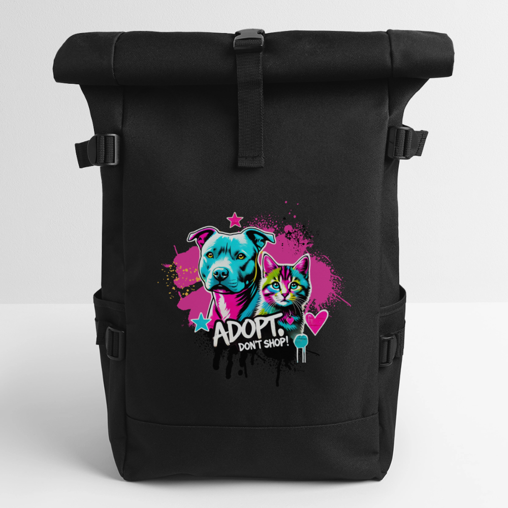 Adopt don't Shop - Rolltop Rucksack - Schwarz