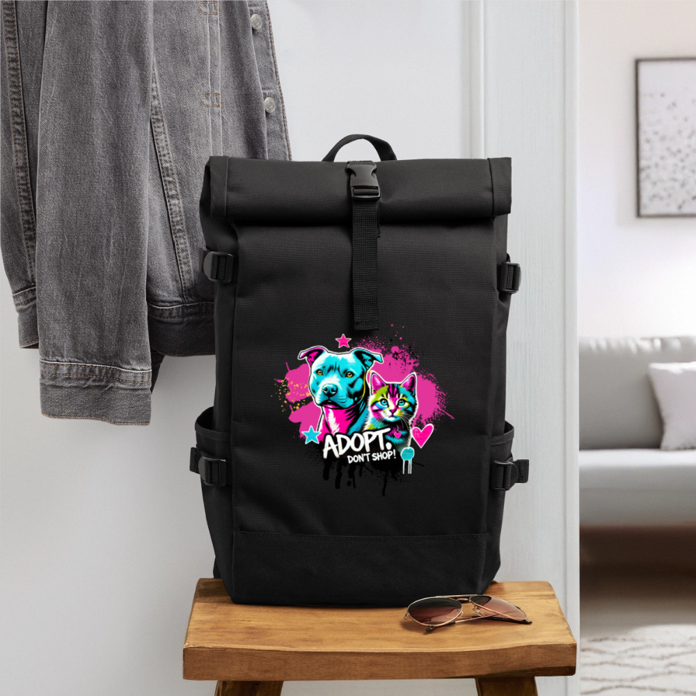 Adopt don't Shop - Rolltop Rucksack - Schwarz