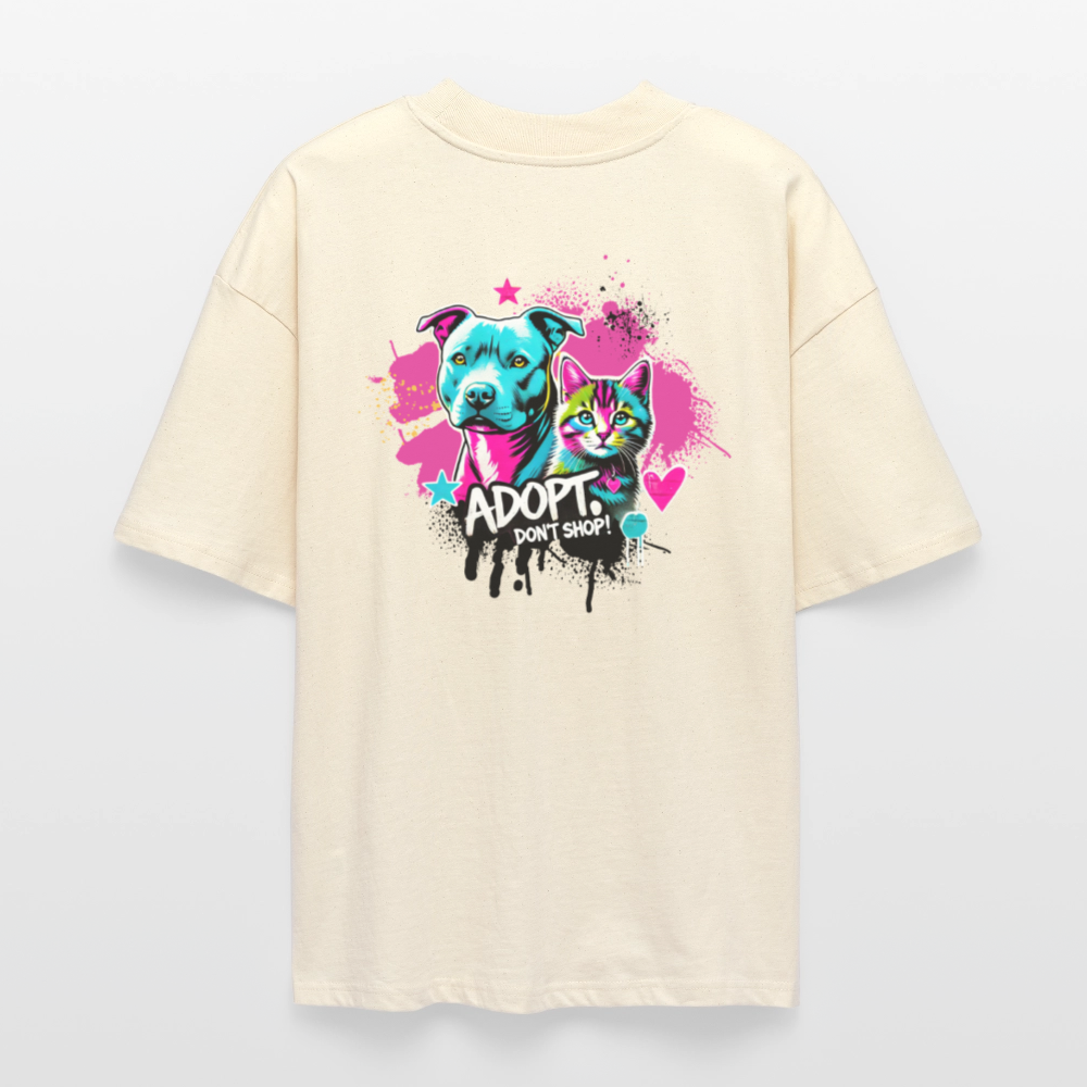 Adopt Don’t Shop 4er Print - Oversized Unisex Bio T-Shirt - Weißgrau