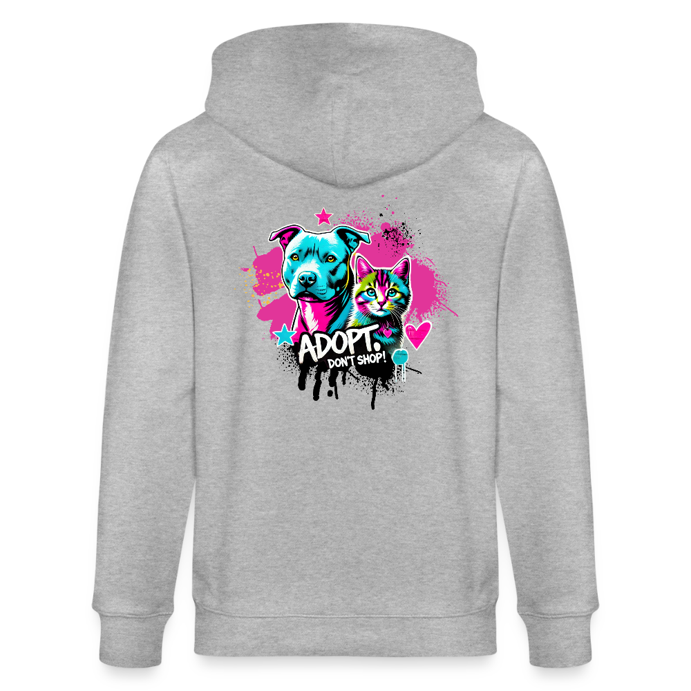 Adopt, Don’t Shop! -  Unisex Bio-Kapuzenjacke CULTIVATOR - Grau meliert