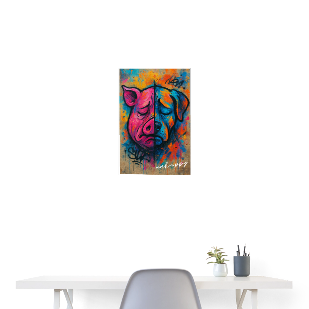 Sam-Same-UNHAPPY - Poster 40x60 cm - Weiß