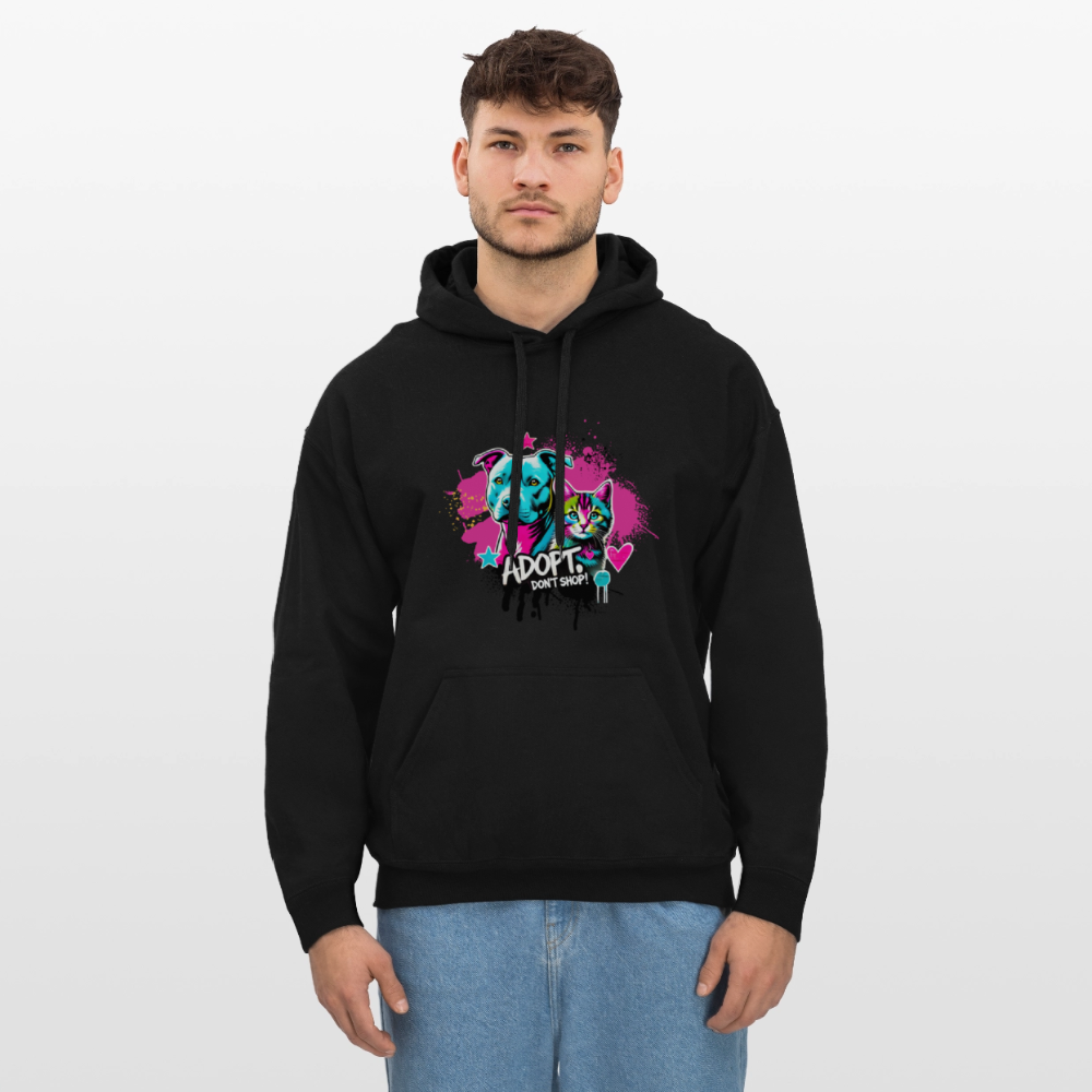 Adopt, Don’t Shop! - Unisex Softstyle® Midweight Hoodie - Schwarz