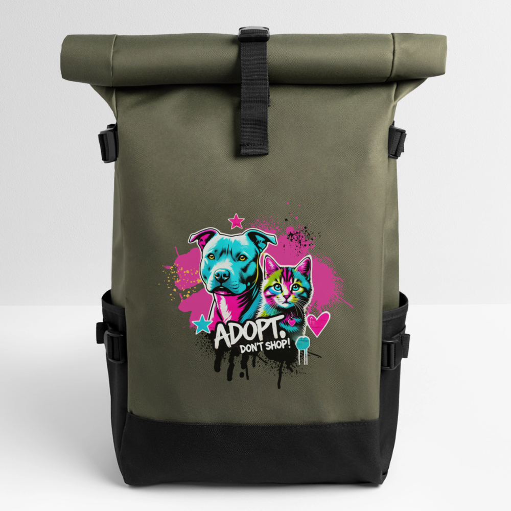 Adopt don't Shop - Rolltop Rucksack - Olive/Schwarz
