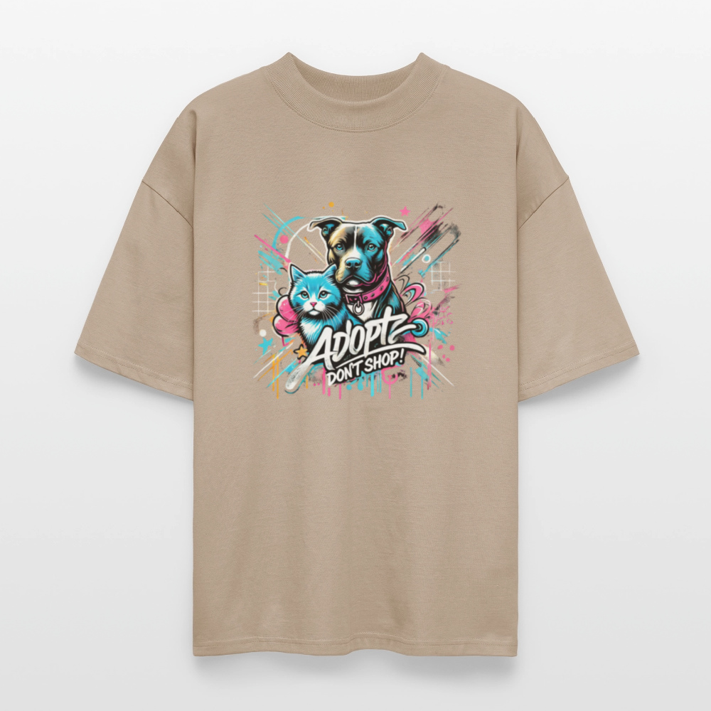 Adopt Don’t Shop 4er Print - Oversized Unisex Bio T-Shirt - Steingrau