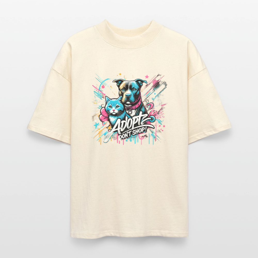 Adopt Don’t Shop 4er Print - Oversized Unisex Bio T-Shirt - Weißgrau