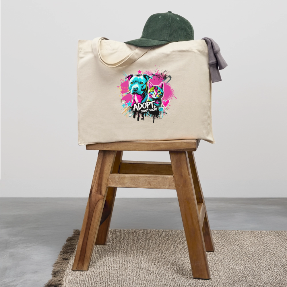 Adopt, Don’t Shop – recycelter Shopping Bag - Naturweiß