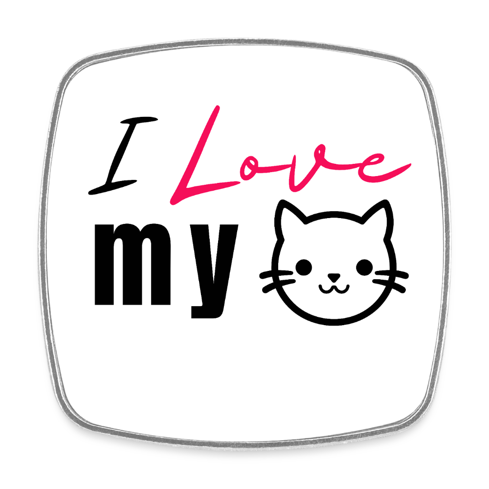 I Love my Cat - Viereckiger Kühlschrankmagnet - Weiß