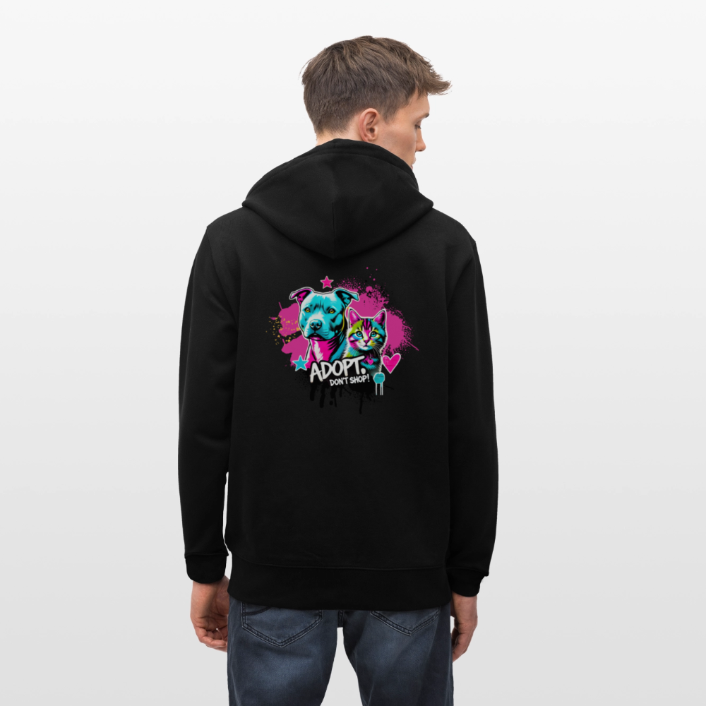 Adopt, Don’t Shop! -  Unisex Bio-Kapuzenjacke CULTIVATOR - Schwarz