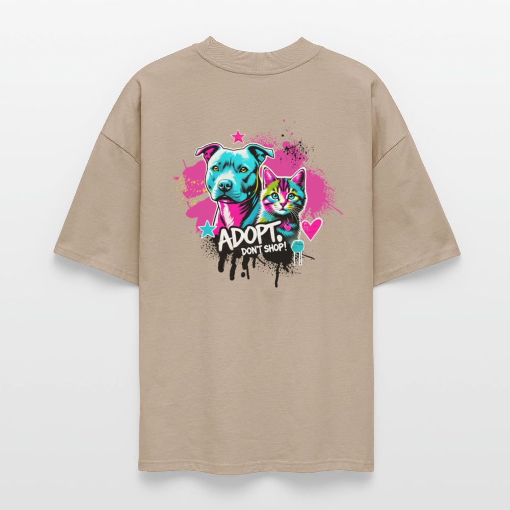Adopt Don’t Shop 4er Print - Oversized Unisex Bio T-Shirt - Steingrau