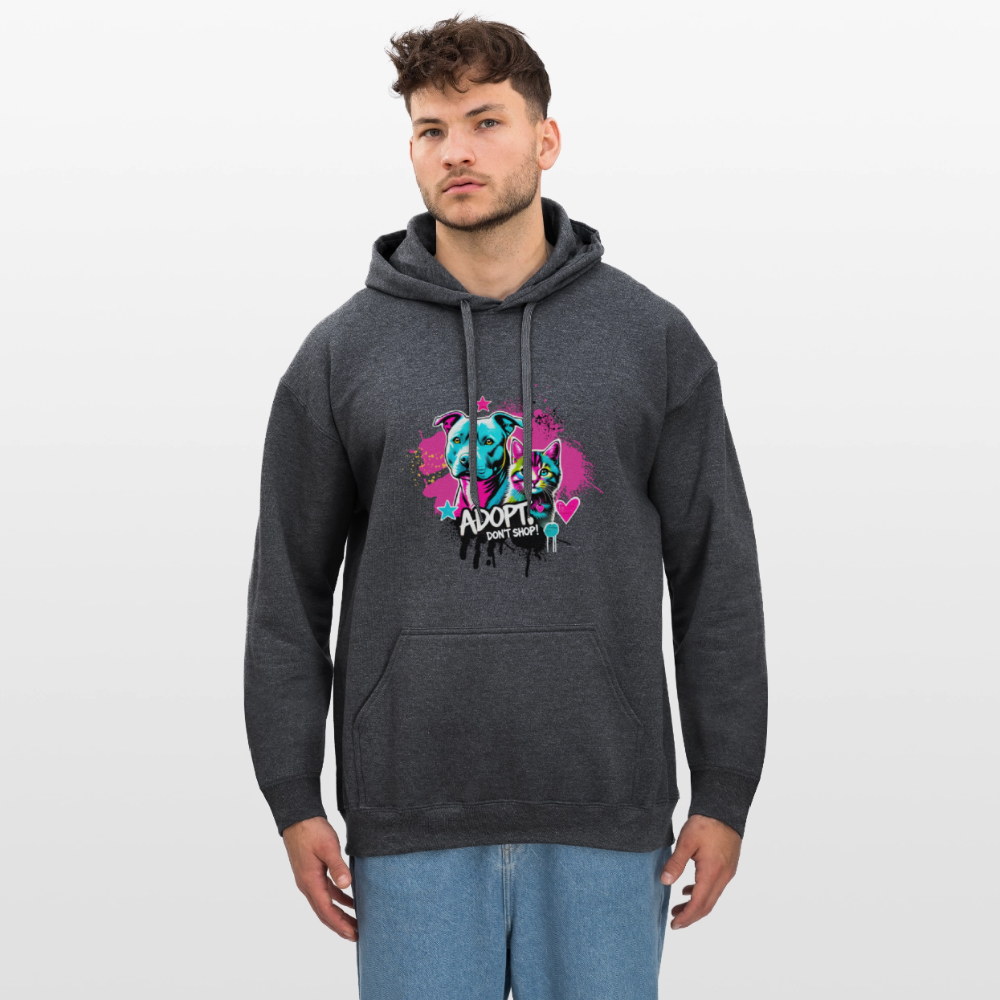 Adopt, Don’t Shop! - Unisex Softstyle® Midweight Hoodie - Dunkelgrau meliert