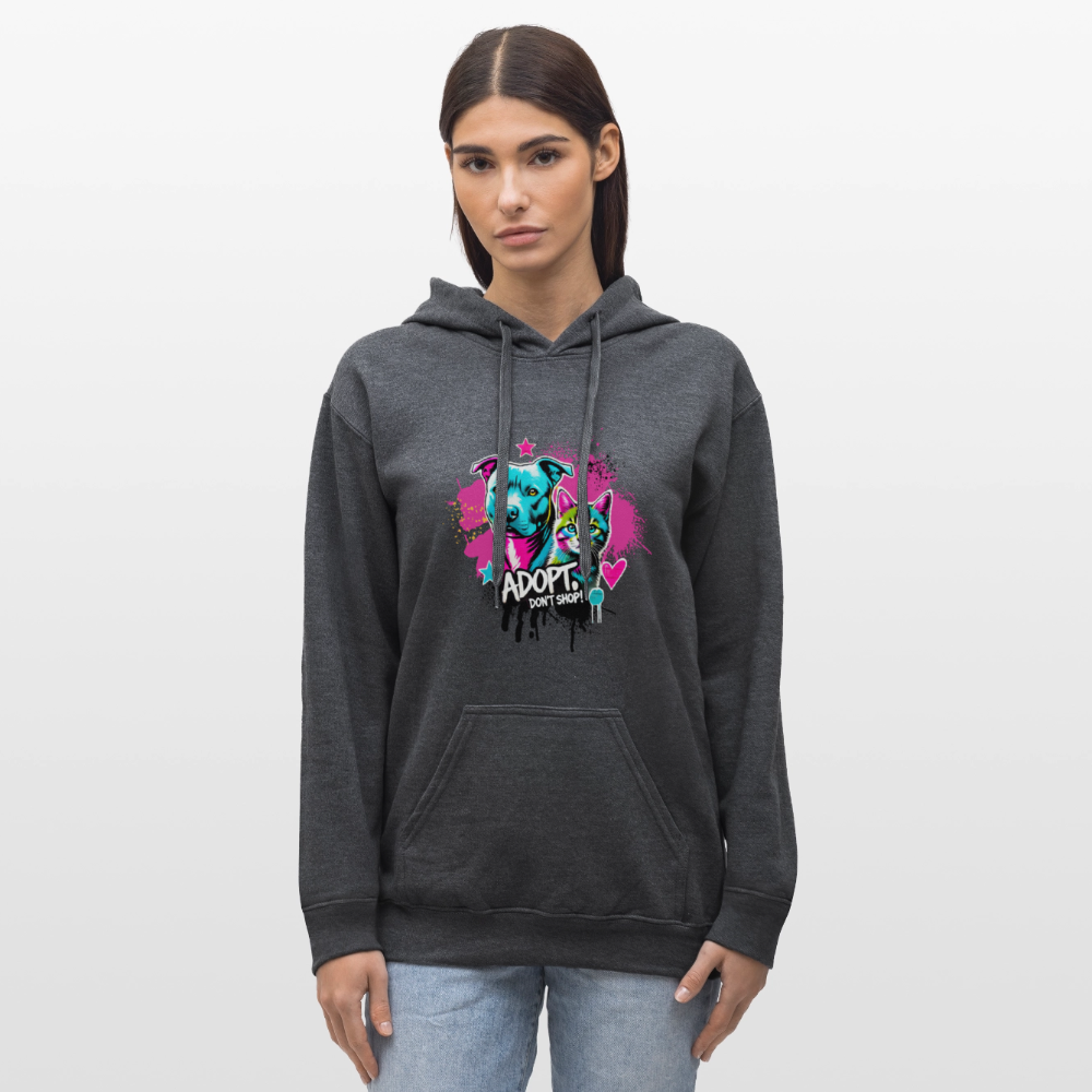 Adopt, Don’t Shop! - Unisex Softstyle® Midweight Hoodie - Dunkelgrau meliert