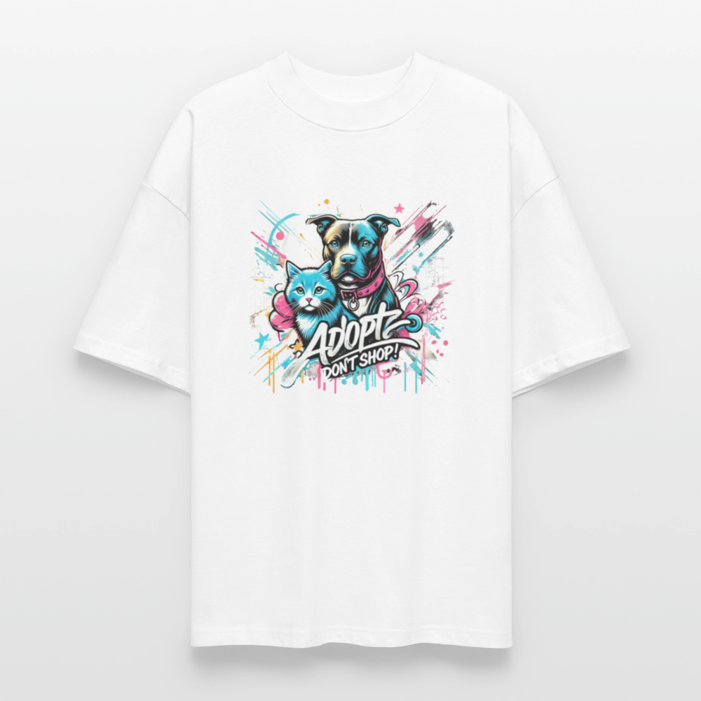 Adopt Don’t Shop 4er Print - Oversized Unisex Bio T-Shirt - Weiß