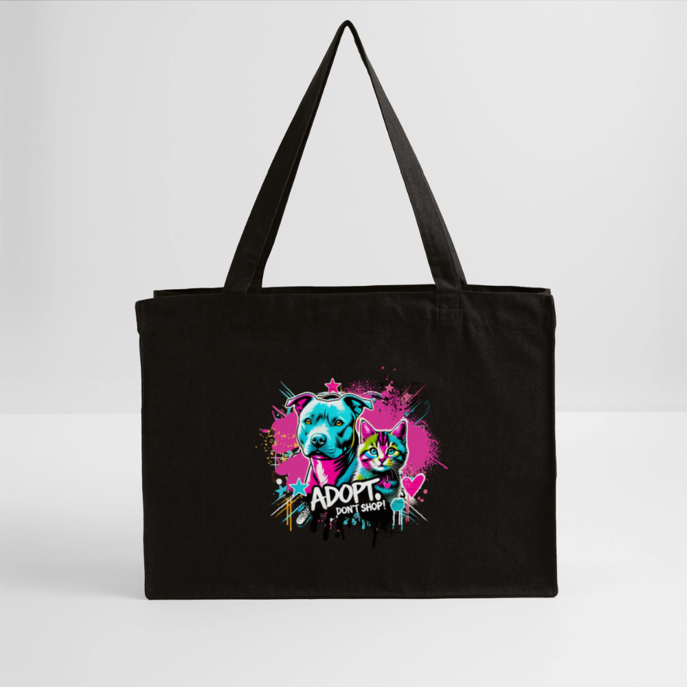 Adopt, Don’t Shop – recycelter Shopping Bag - Schwarz