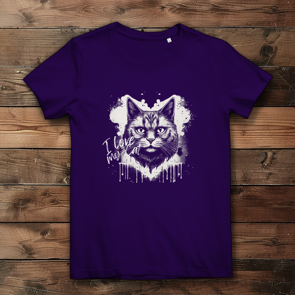 Damen Premium Bio T-Shirt I love my Cat - PetArt