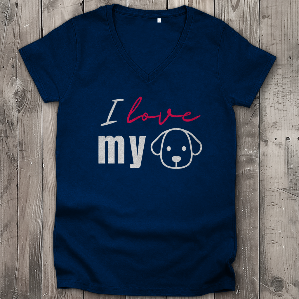 I love my Dog - Damen Premium Bio V-Neck T-Shirt
