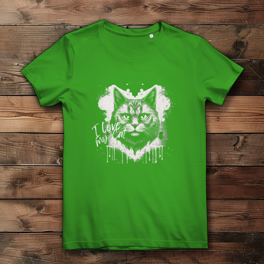 Damen Premium Bio T-Shirt I love my Cat - PetArt