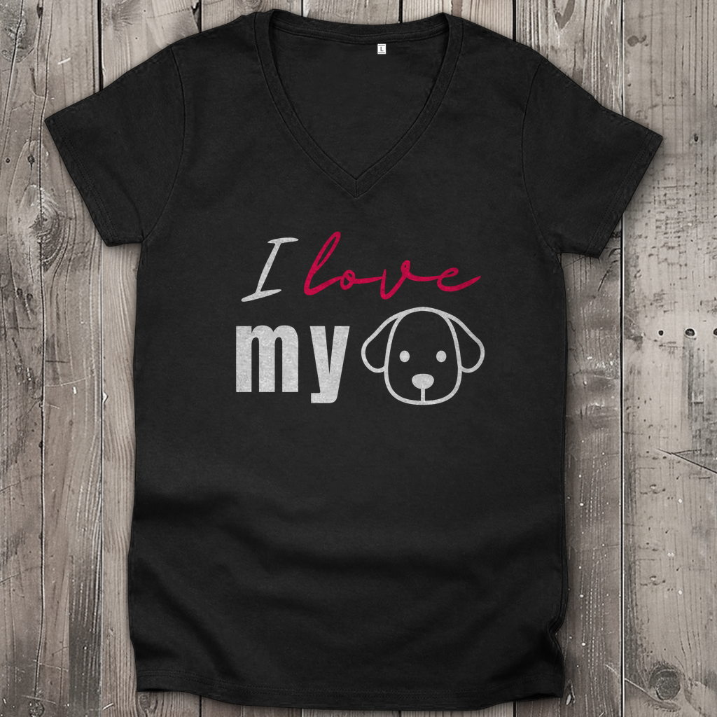 I love my Dog - Damen Premium Bio V-Neck T-Shirt